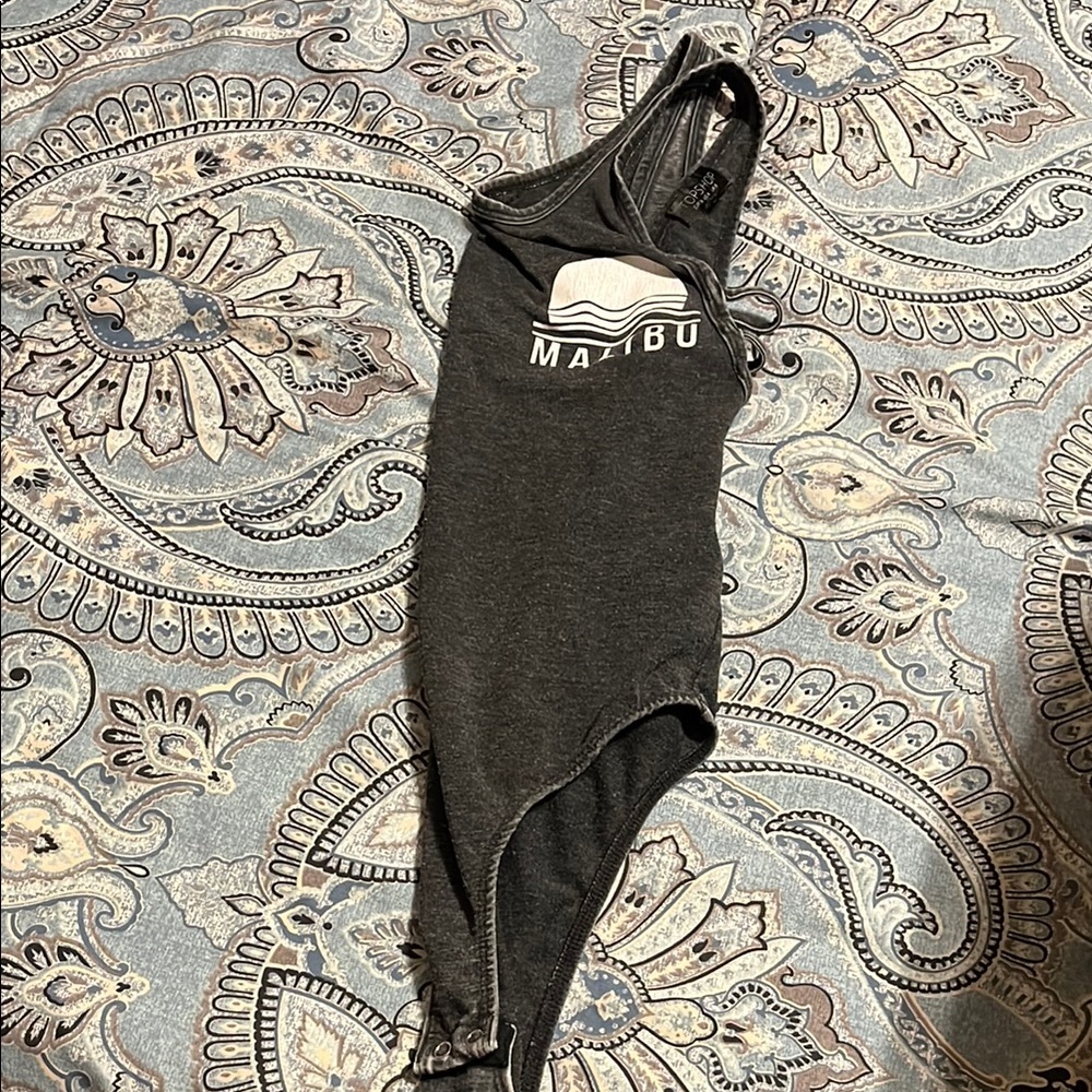 Topshop Gray Malibu Bodysuit
